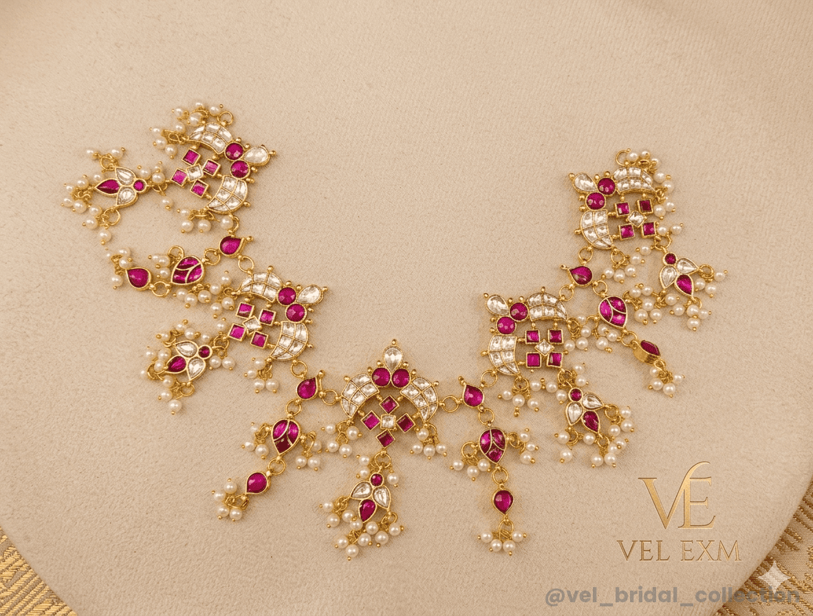 Kundan and ruby necklace set