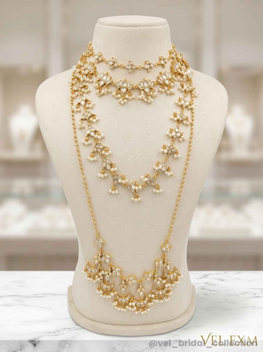 White Jadau Kundan Bridal Set