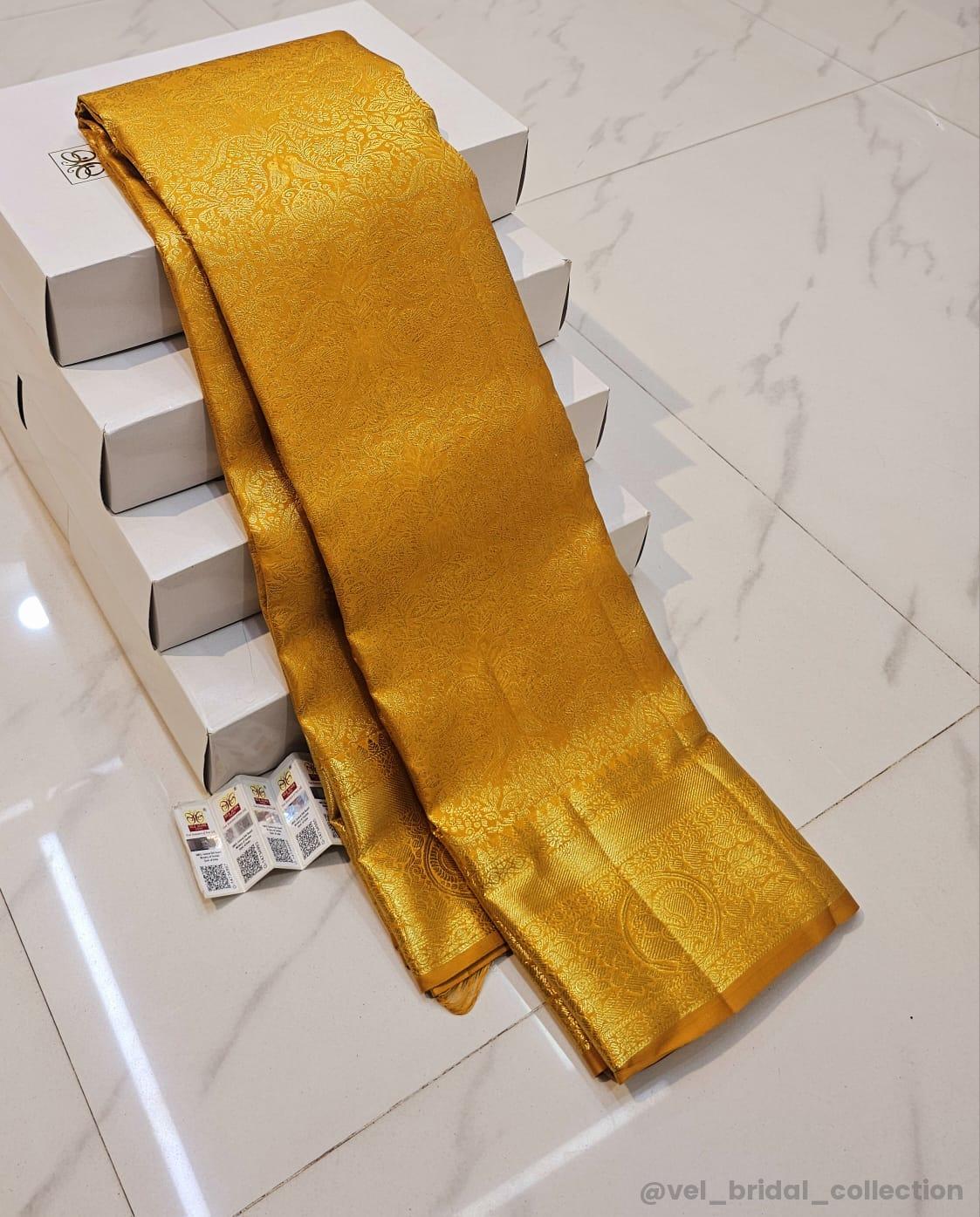 KANCHIPURAM PURE SILK IN HANDLOOM SINGLE TISSUE BRIDAL SAREES