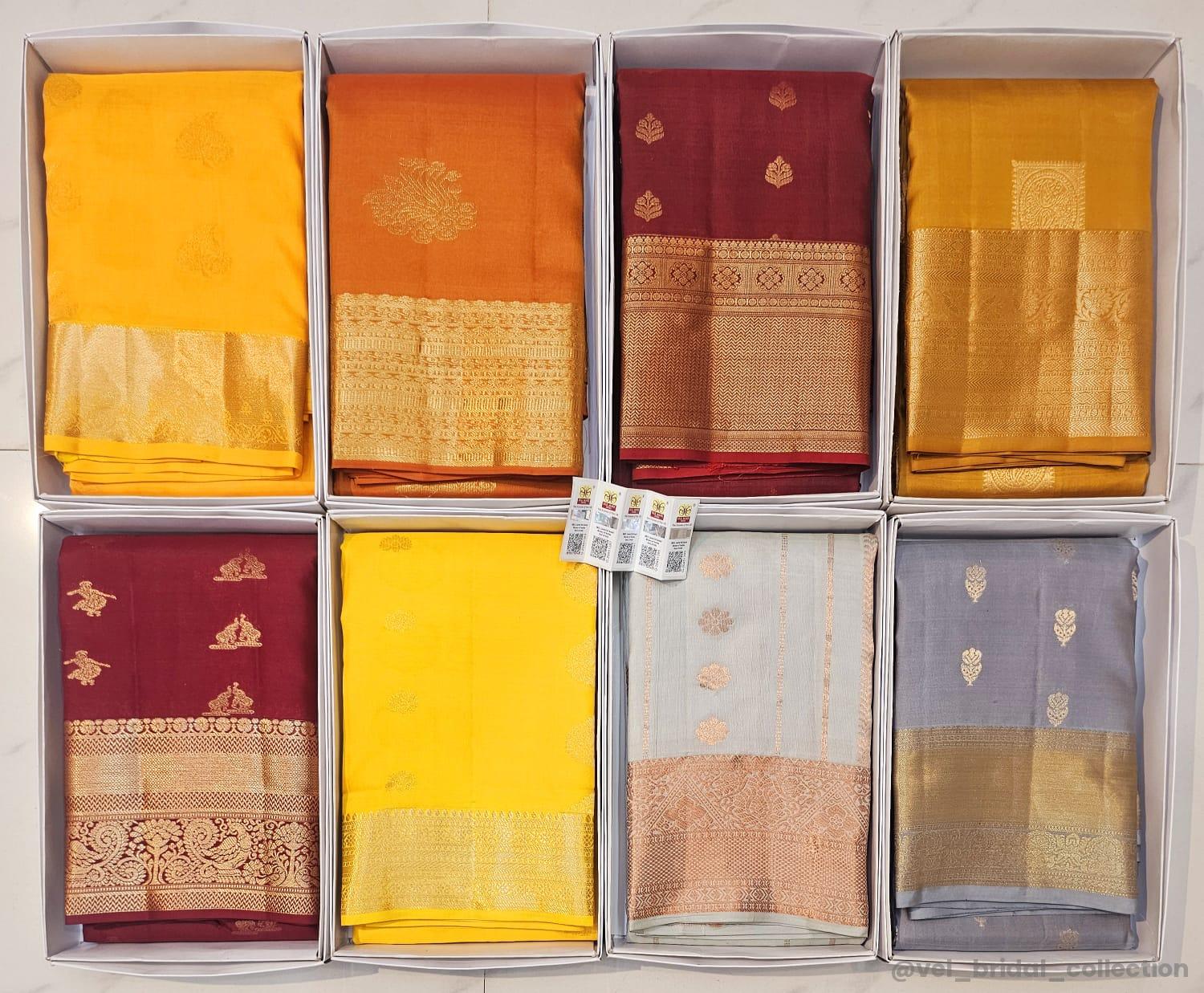 KANCHIPURAM PURE SILK IN FANCY GAP BORDER SAREES