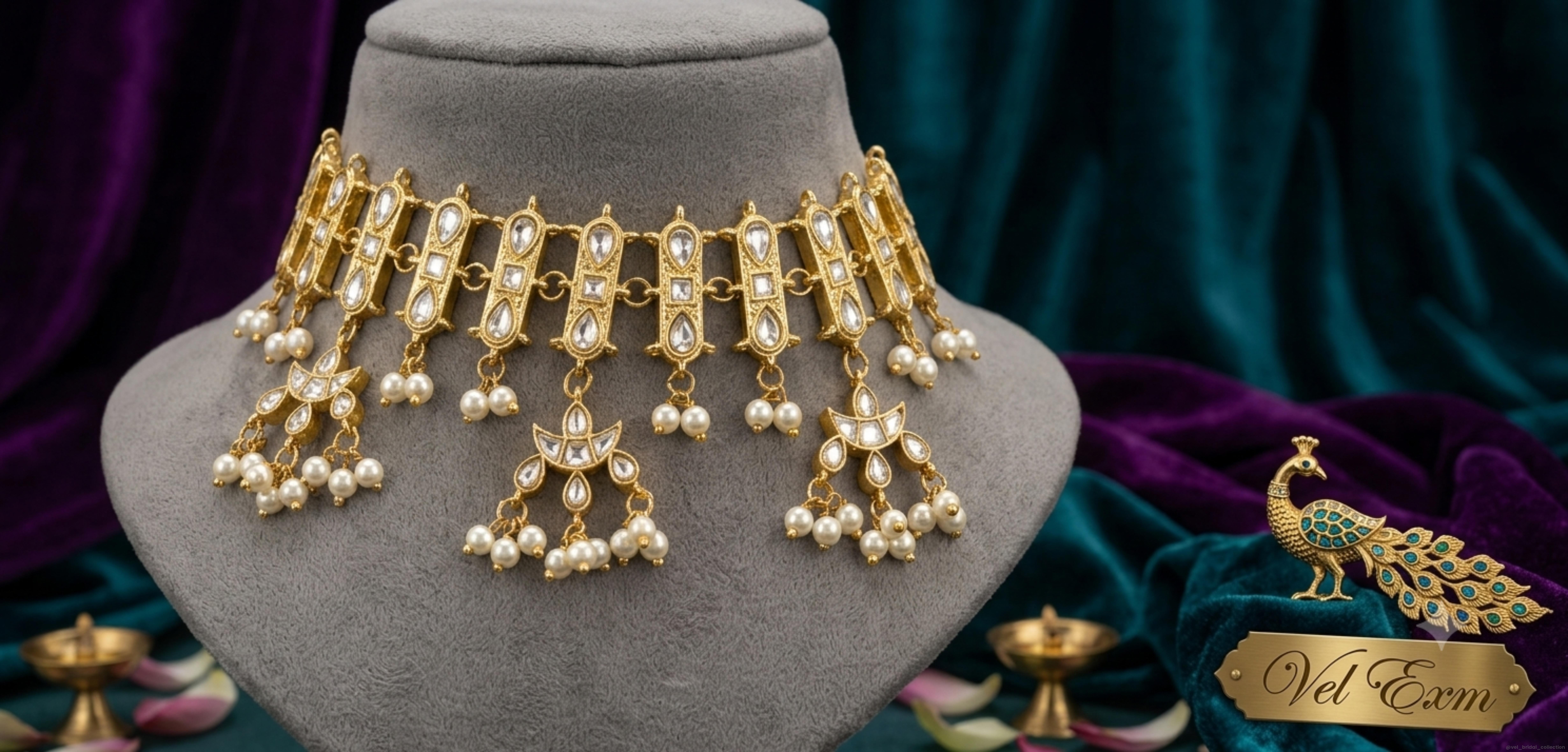 Gold-toned Kundan choker necklace