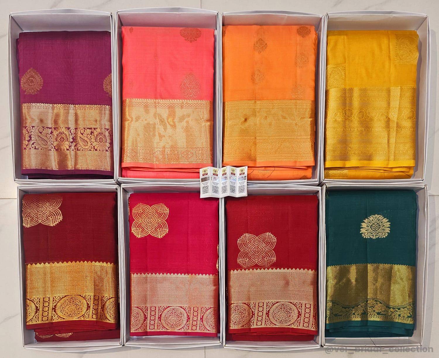 KANCHIPURAM PURE SILK IN FANCY GAP BORDER SAREES