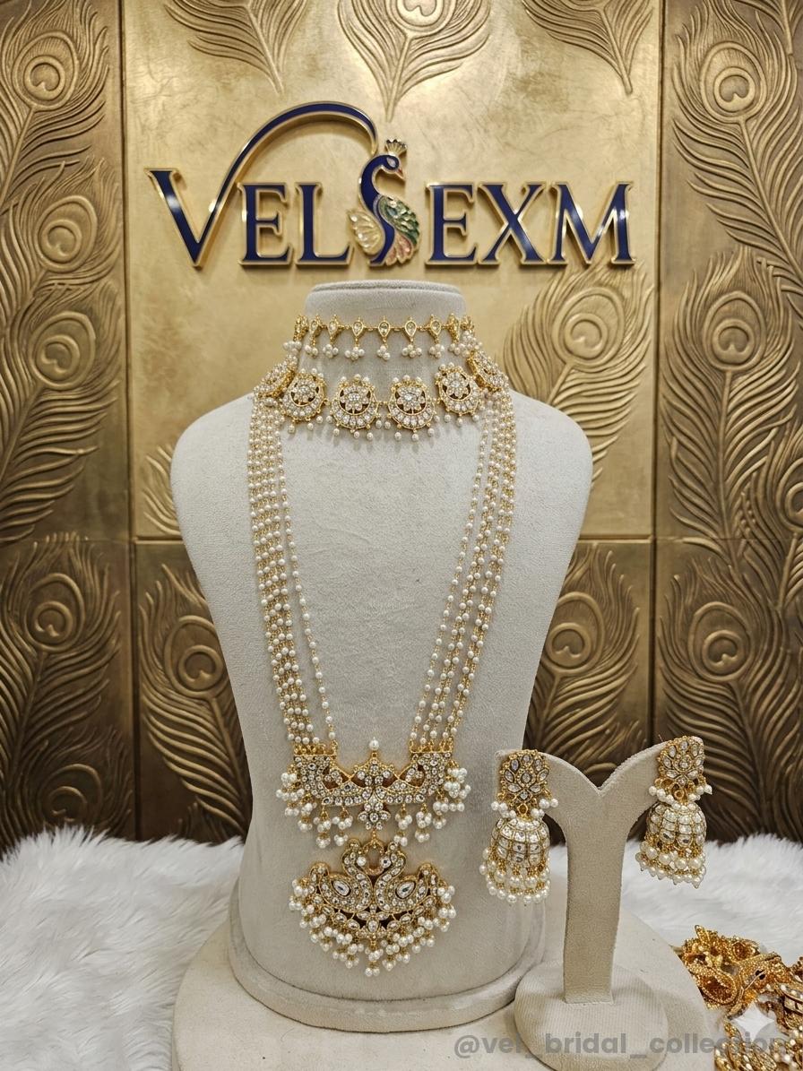 Traditional multi-layered bridal necklace set