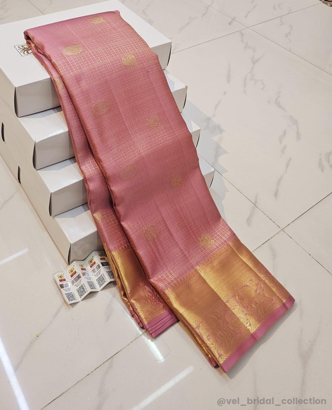 KANCHIPURAM PURE SILK IN HANDLOOM SINGLE TISSUE BRIDAL SAREES