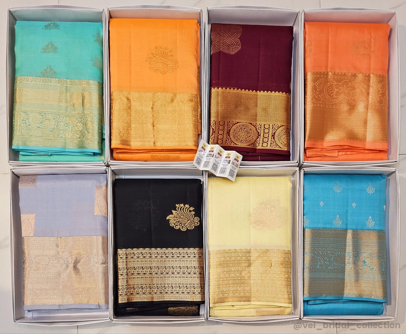 KANCHIPURAM PURE SILK IN FANCY GAP BORDER SAREES