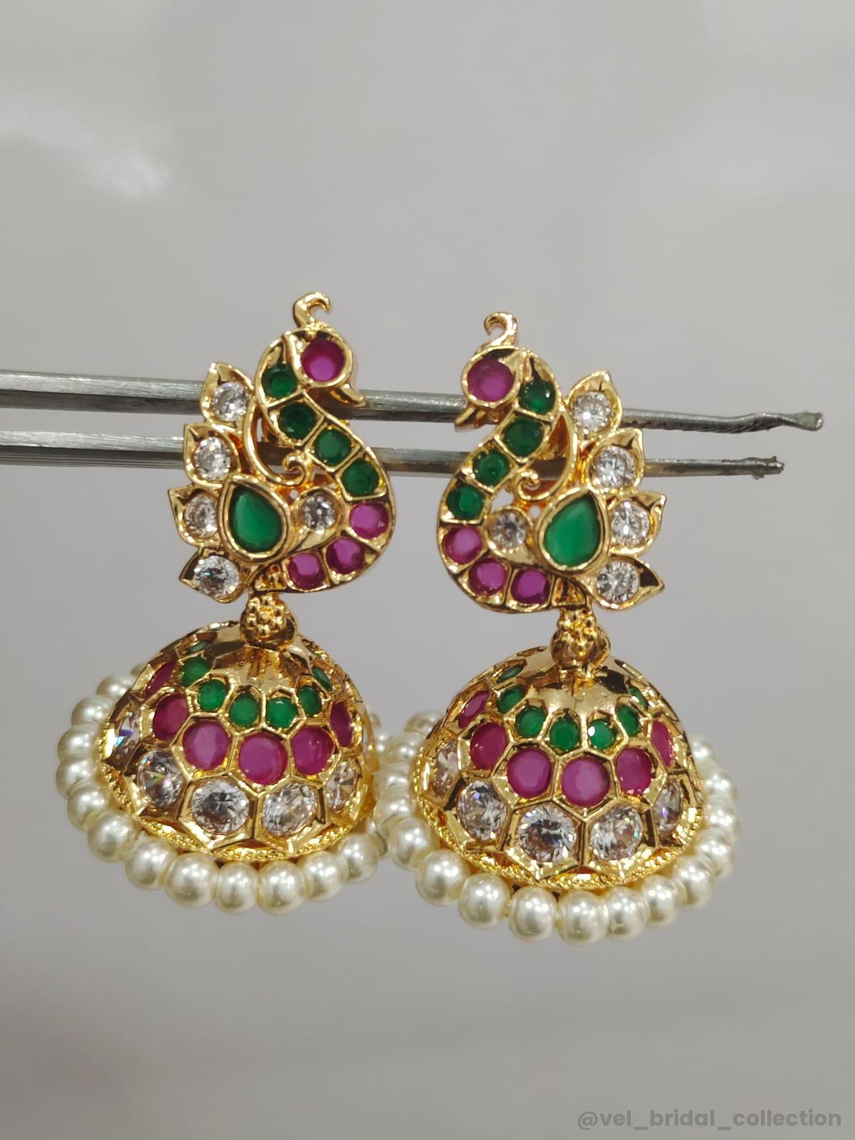 Peacock Gold-tone Jhumka Earrings