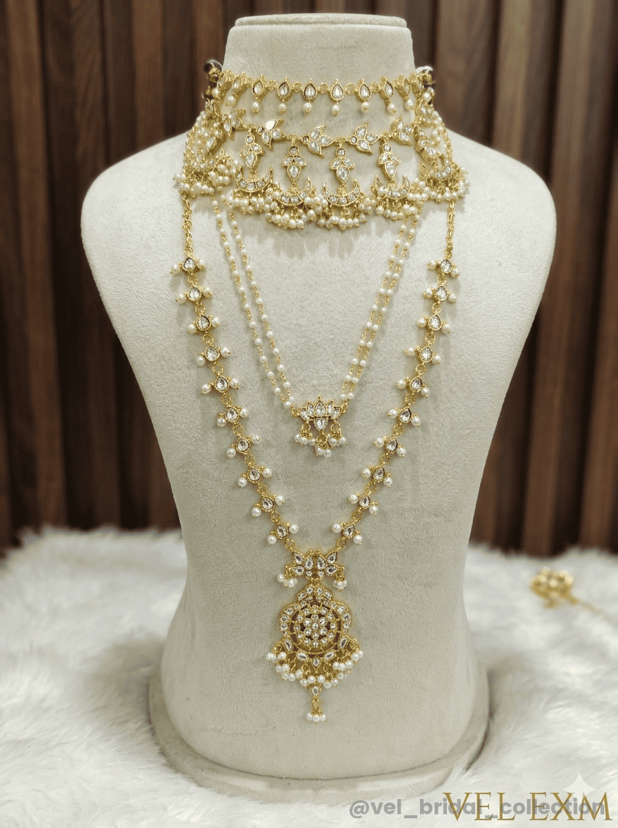Antique White Jadau Kundan Bridal Set