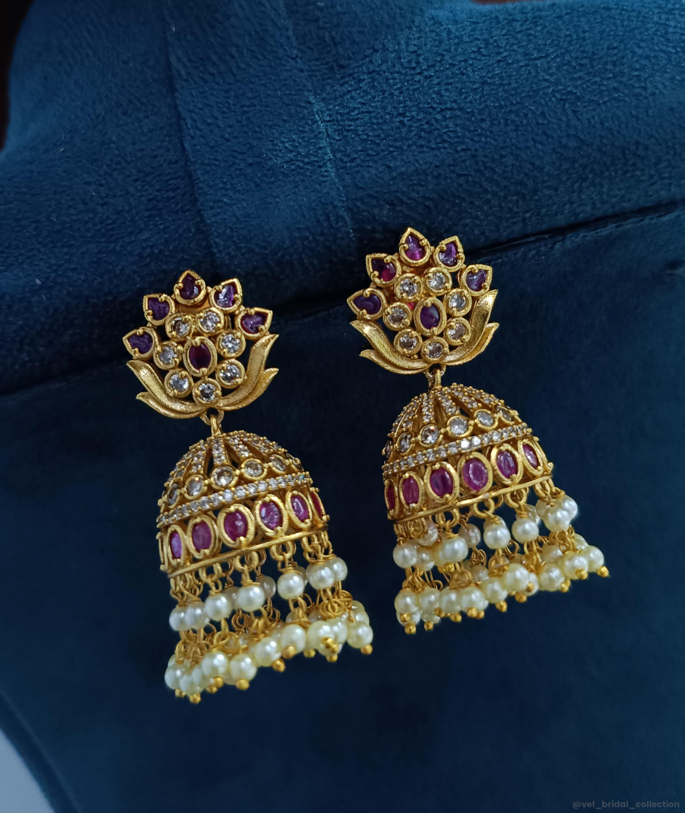 Matte Gold-plated  Jhumka Earrings