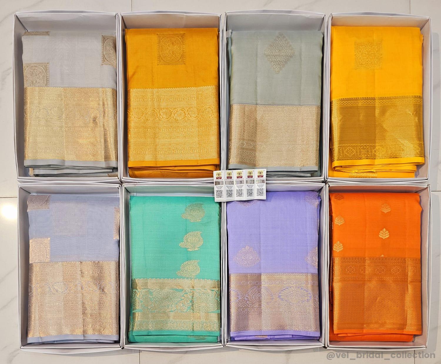 KANCHIPURAM PURE SILK IN FANCY GAP BORDER SAREES